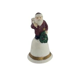 Vintage Miniature Porcelain Santa Bell By Russ Berrie Christmas Decor